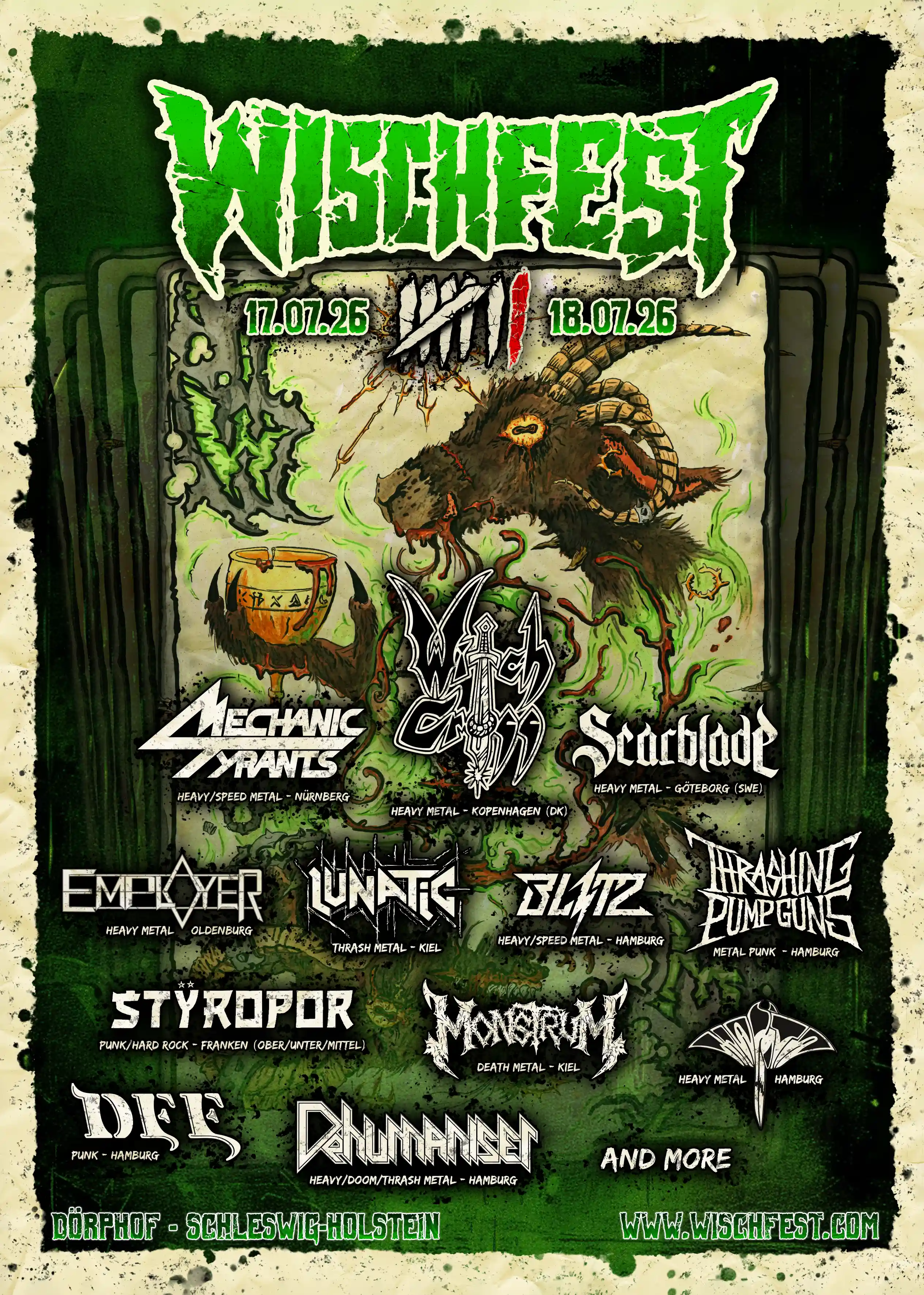 Wischfest Poster mit 12 Bands.