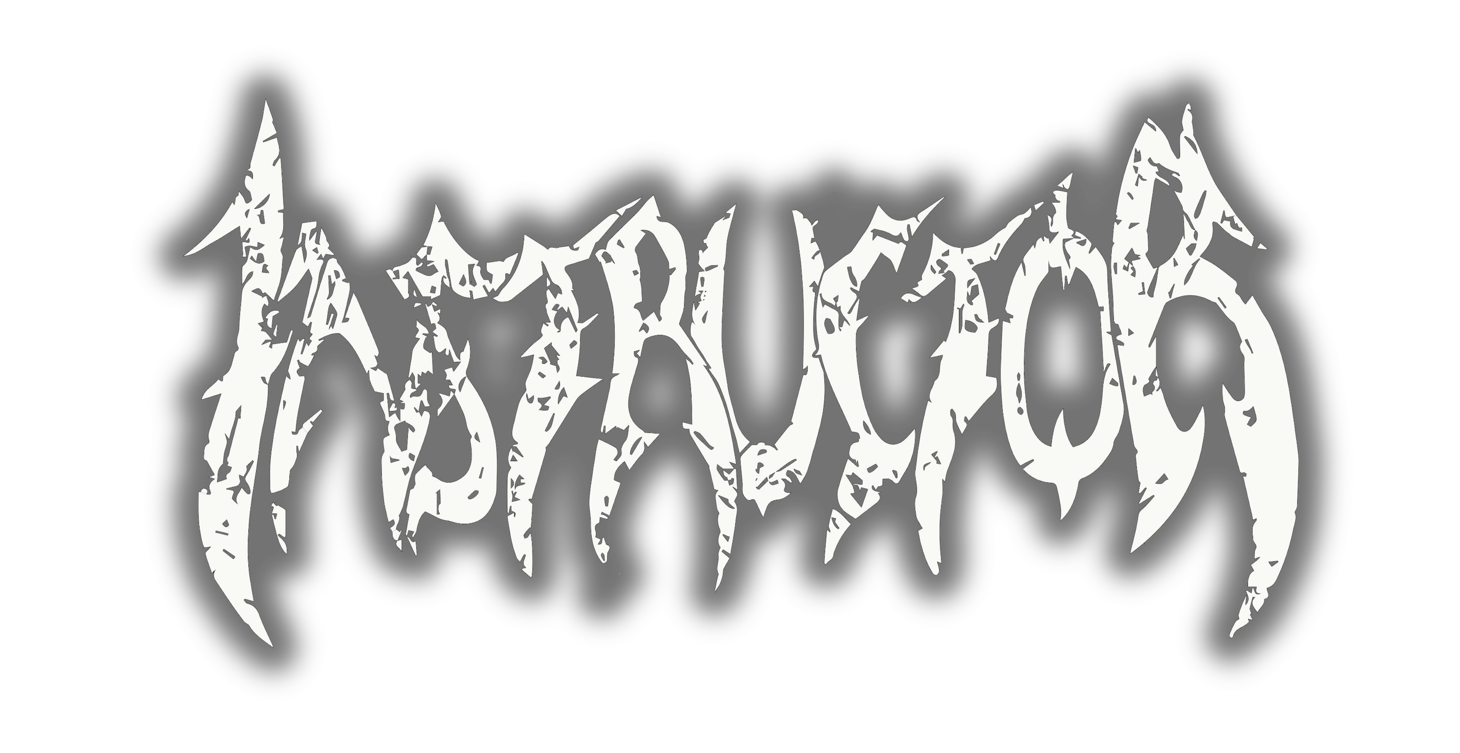 Bandlogo von Instructor.
Der Bandnamen in großen weißen Lettern, die dornig aussehen.