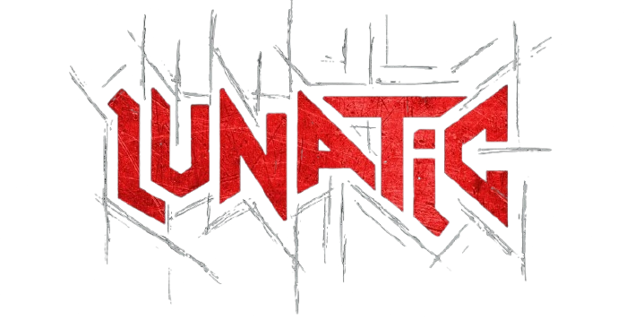 Bandlogo von Lunatic.
Roter Schriftzug umrahmt von von Kratzern, die aussehen, wie zerkratztes Glas