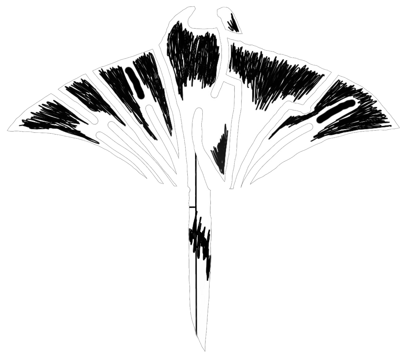 Logo der Band Manta.
Der Schriftzug "Manta" (schwarz/weiß) in Form eines Mantarochens.