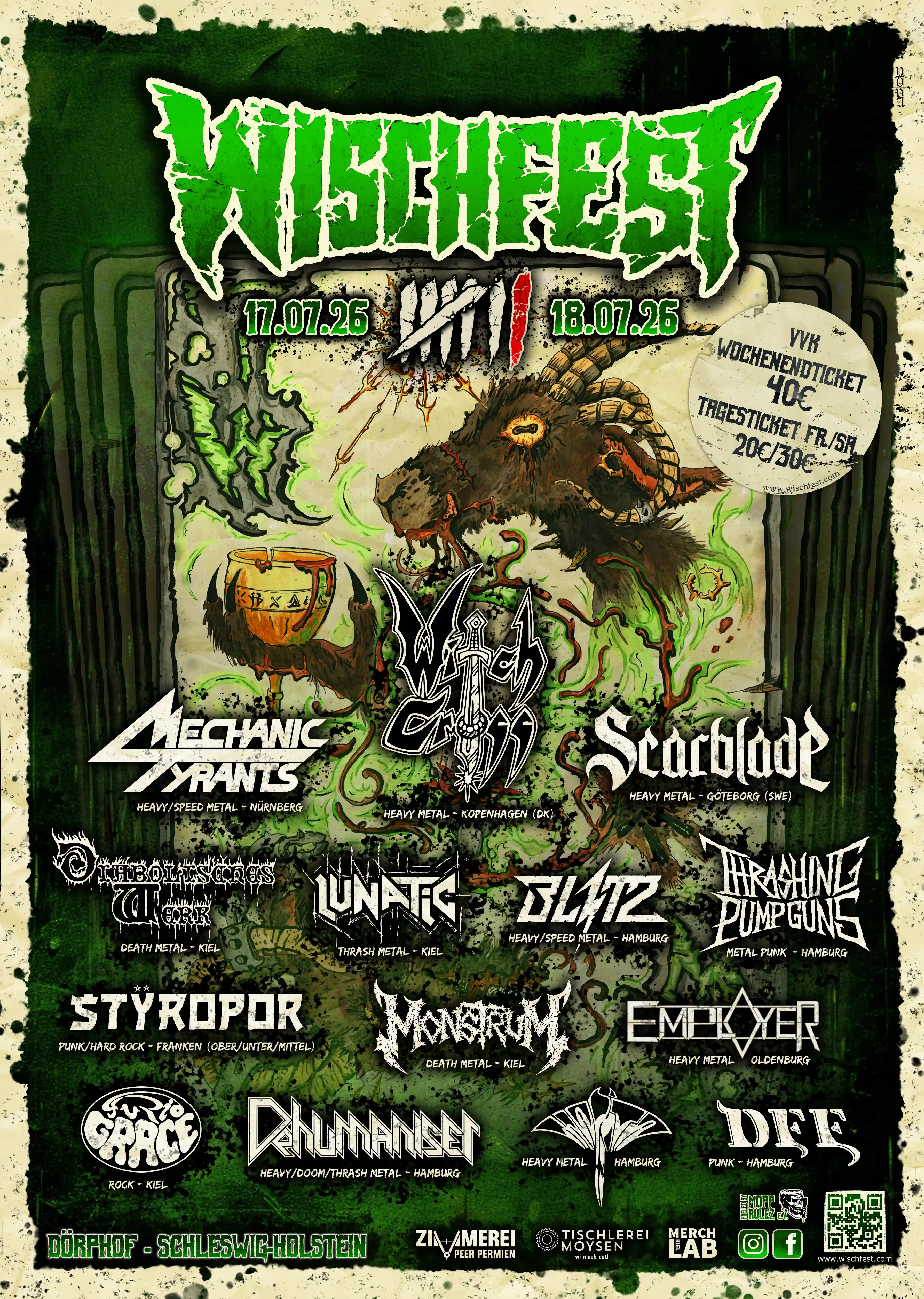 Wischfest Poster Design 2026 mit allen Bands