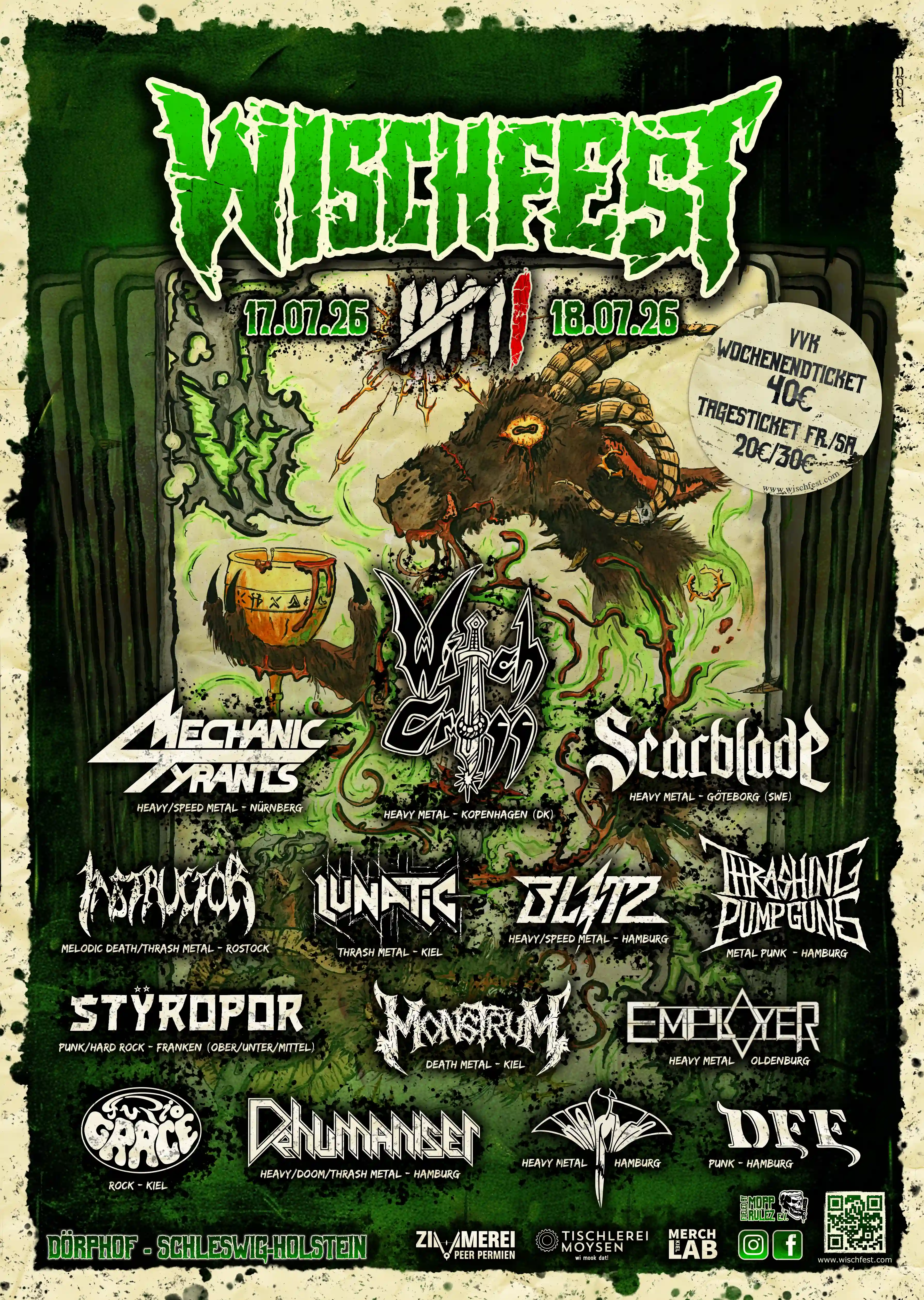 Wischfest Poster mit 14 Bands.
