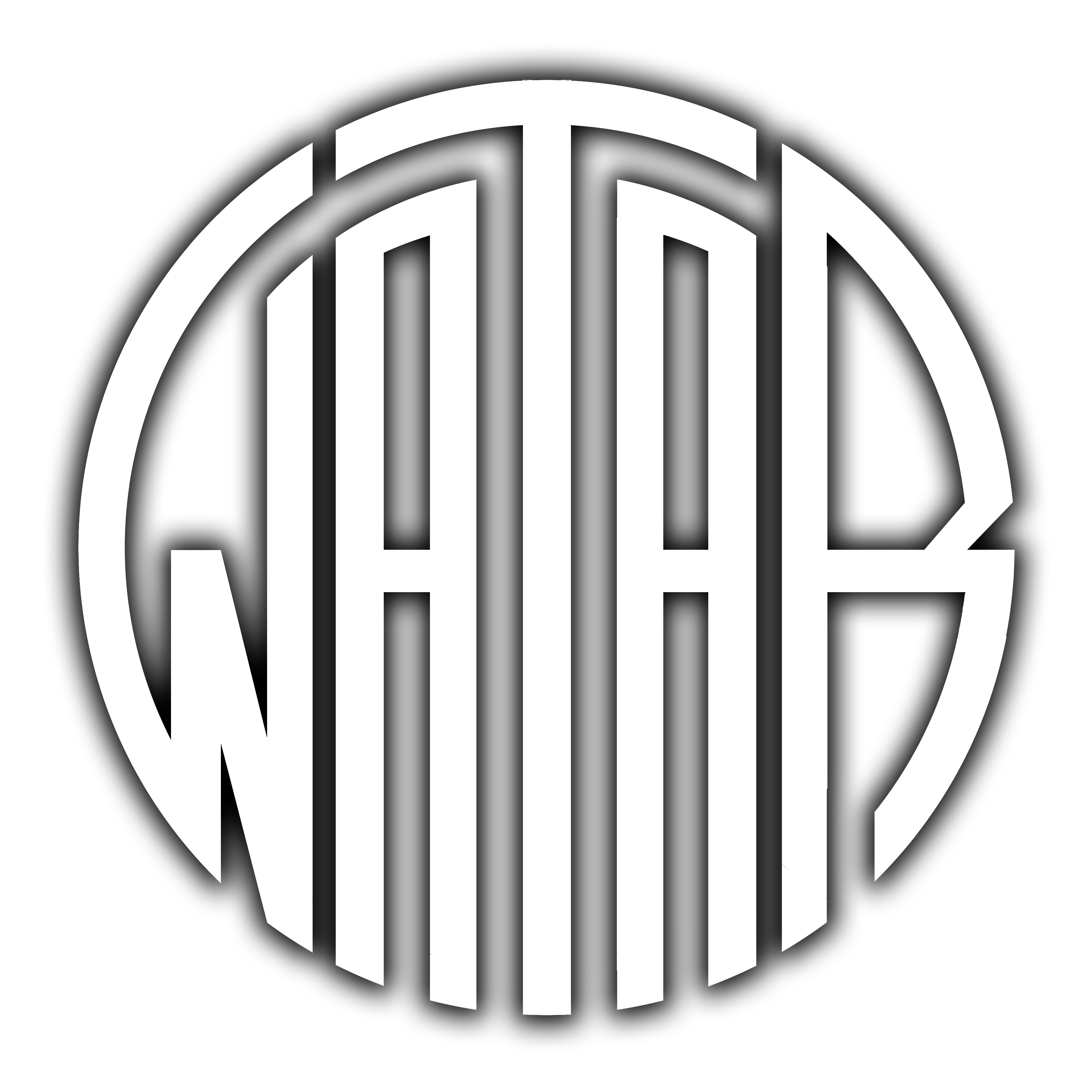 Bandlogo von Watar. "Watar" geschrieben in länglichen Buchstaben die einen Kreis ergeben und diesen ausfüllen.